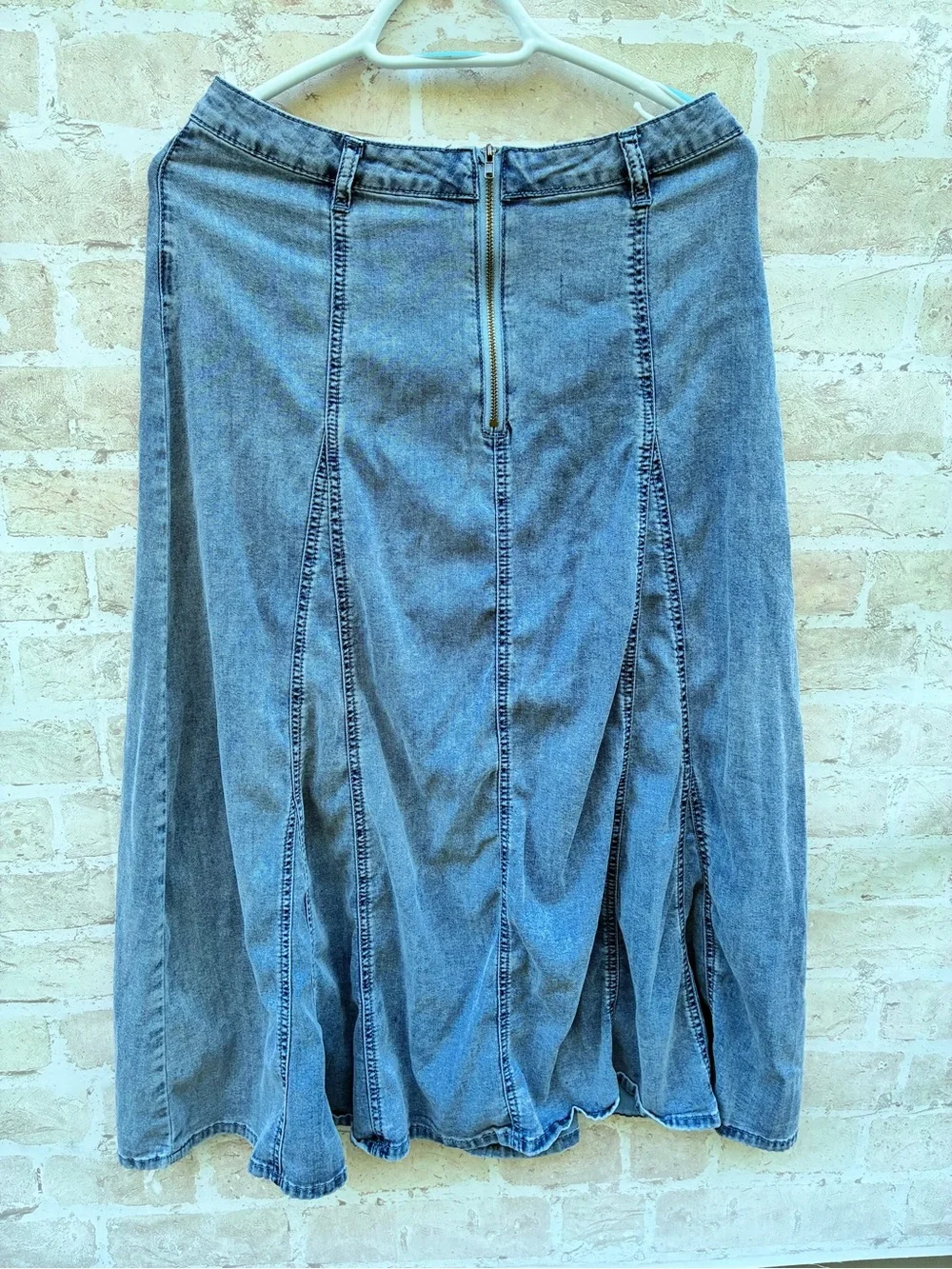 Easel size Medium A Line Washed Denim panel Maxi Skirt